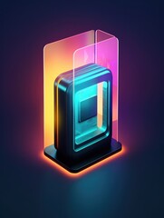 A photo booth icon with translucent glass isometric view. Generative AI