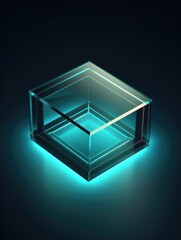 A photo frame icon with translucent glass isometric view. Generative AI
