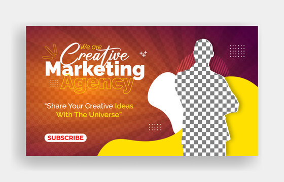 Youtube video thumbnail or web banner template for business video and digital marketing web banner design 
