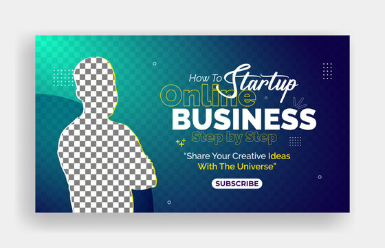 Youtube video thumbnail or web banner template for business video and digital marketing web banner design 
