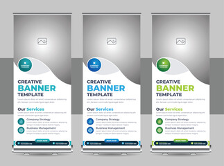 Business professional roll up banner bundle or Business roll up display standee for presentation purpose and Vertical business roll up banner template set, stand banner template