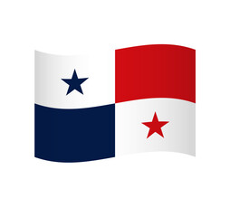 Panama flag - simple wavy vector icon with shading.