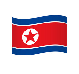 North Korea flag - simple wavy vector icon with shading.