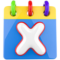 Icon 3d Letters X Alphabet With Calendar