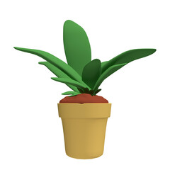 3d icon Plants ornamental plants, grass and decorative flowers in the yard 3d rendering concept. alpha background. Transparent background