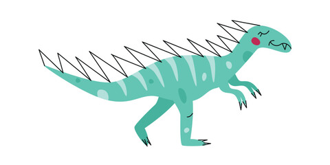 Flat hand drawn vector illustration of tyrannosaurus dinosaur
