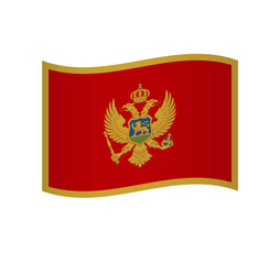 Montenegro flag - simple wavy vector icon with shading.