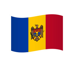 Moldova flag - simple wavy vector icon with shading.