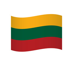 Lithuania flag - simple wavy vector icon with shading.