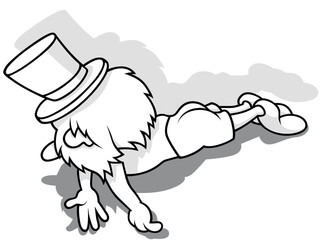 Drawing of a Lying Stick Figure with Hands Hanging Down