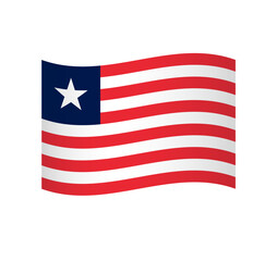 Liberia flag - simple wavy vector icon with shading.