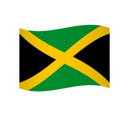 Jamaica flag - simple wavy vector icon with shading.