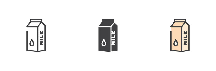 Milk pack different style icon set