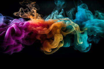 Fototapeta na wymiar AI Generative Colorful smoke isolated on black background. Abstract background of colorful smoke.