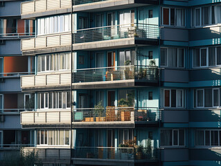 Ordinary residential building balconies, ai-generated artwork