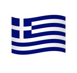 Greece flag - simple wavy vector icon with shading.