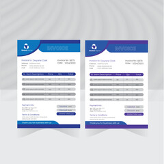 Creative Invoice minimal design template. Bill form business invoice accounting.