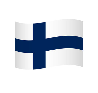 Finland flag - simple wavy vector icon with shading.