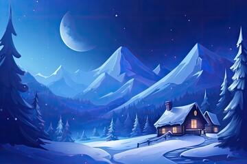 cozy cabin surrounded by a winter wonderland. Generative AI