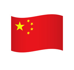 China flag - simple wavy vector icon with shading.