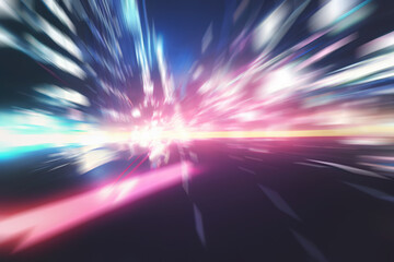 Motion blur of light speed in hyperspace as abstract background (Generative AI)