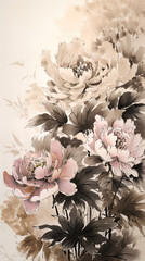 Ink Painting Of Peony