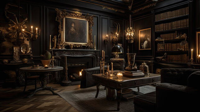 interior of mysterious elegant livingroom