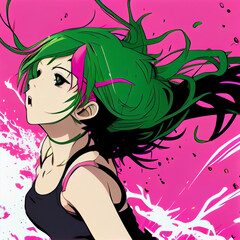 Adorable teenage pop art manga girl