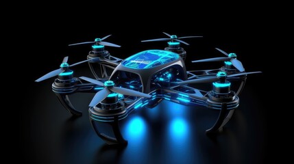Modern drone glowing design. Generative AI