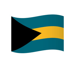 Bahamas flag - simple wavy vector icon with shading.