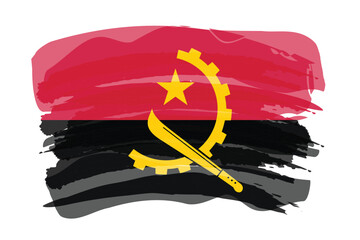 Brush stroke flag of ANGOLA