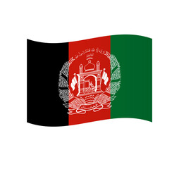 Afghanistan flag - simple wavy vector icon with shading.