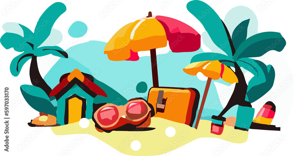 Wall mural summer vacation png graphic clipart design