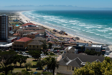 Muizenberg aerial view, surfer beach, South Africa