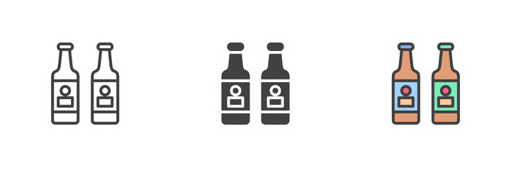 Syrup bottle different style icon set