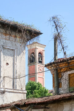 Linarolo haracteristic village church bell tower art history culture italy