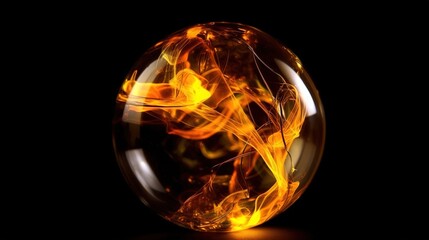 A ball of gold colorful light energy sphere