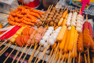 Fried foods for sale in the street market