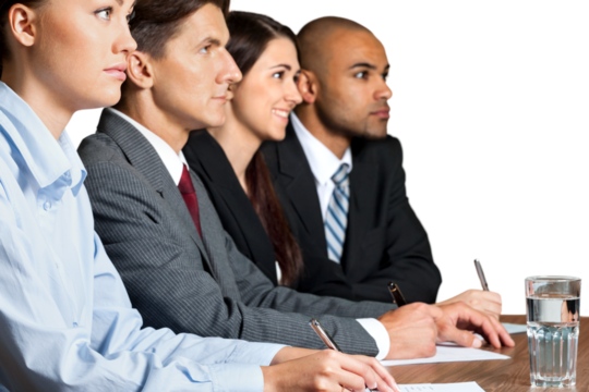 Meeting teamwork sitting on office table