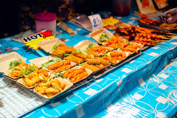 Fried foods for sale in the street market