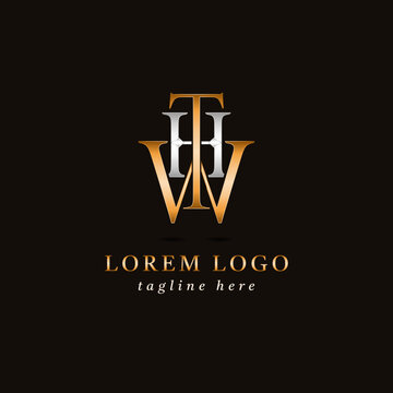 gold and silver monogram logo thw letter