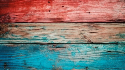 Blue and red color of wood texture background, Genertive Ai
