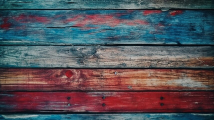 Blue and red color of wood texture background, Genertive Ai