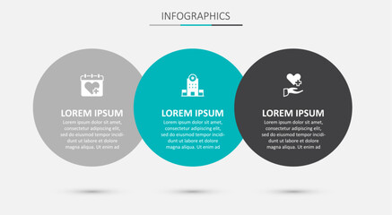 Set Hospital building, Doctor appointment and Heart with cross. Business infographic template. Vector