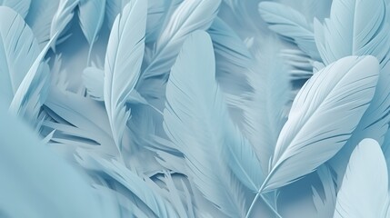 Fototapeta premium Blue Feathers Pastel Color Background 