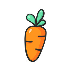 Carrot Vegetable Sketch Color simple icon Hand-drawn Cartoon Illustration
