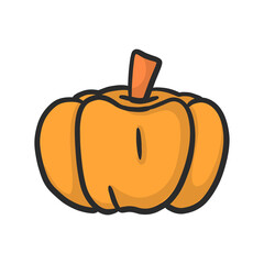 Pumpkin Vegetable Sketch Color simple icon Hand-drawn Cartoon Illustration