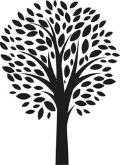 Black tree silhouette isolated on a white background, vector illustration.