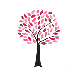 Obraz premium Black Flower Branch with Colorful Petals on White Canvas