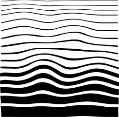 Vector Optical wave lines, geometric black and white waves wallpaper graphic design.Groovy Background. 